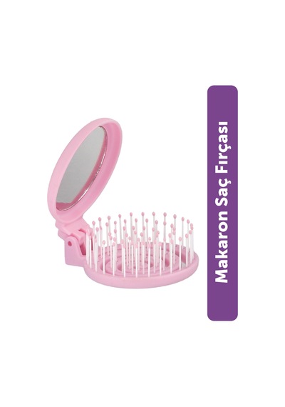 Beauty Makaron Saç Fırçası - 3d Esnek, Aynalı, Çanta Boy - Compact Detangler Lilapembe