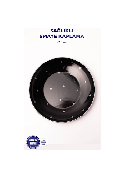 Star Emaye Pasta/sunum Tabağı 21cm Siyah - Gümüş