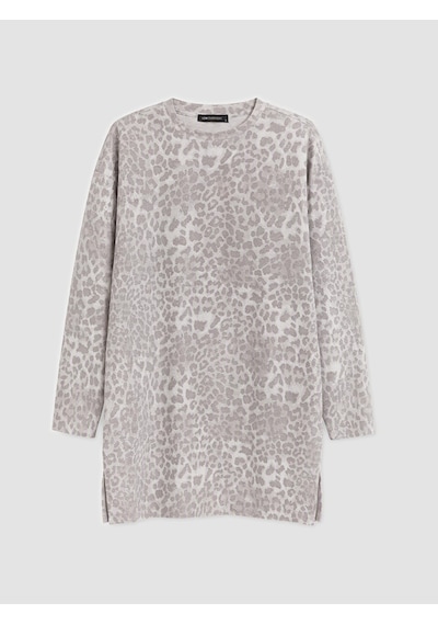 Lcw Everyday Gri Leopar Desenli %100 Pamuklu Kadın Tunik