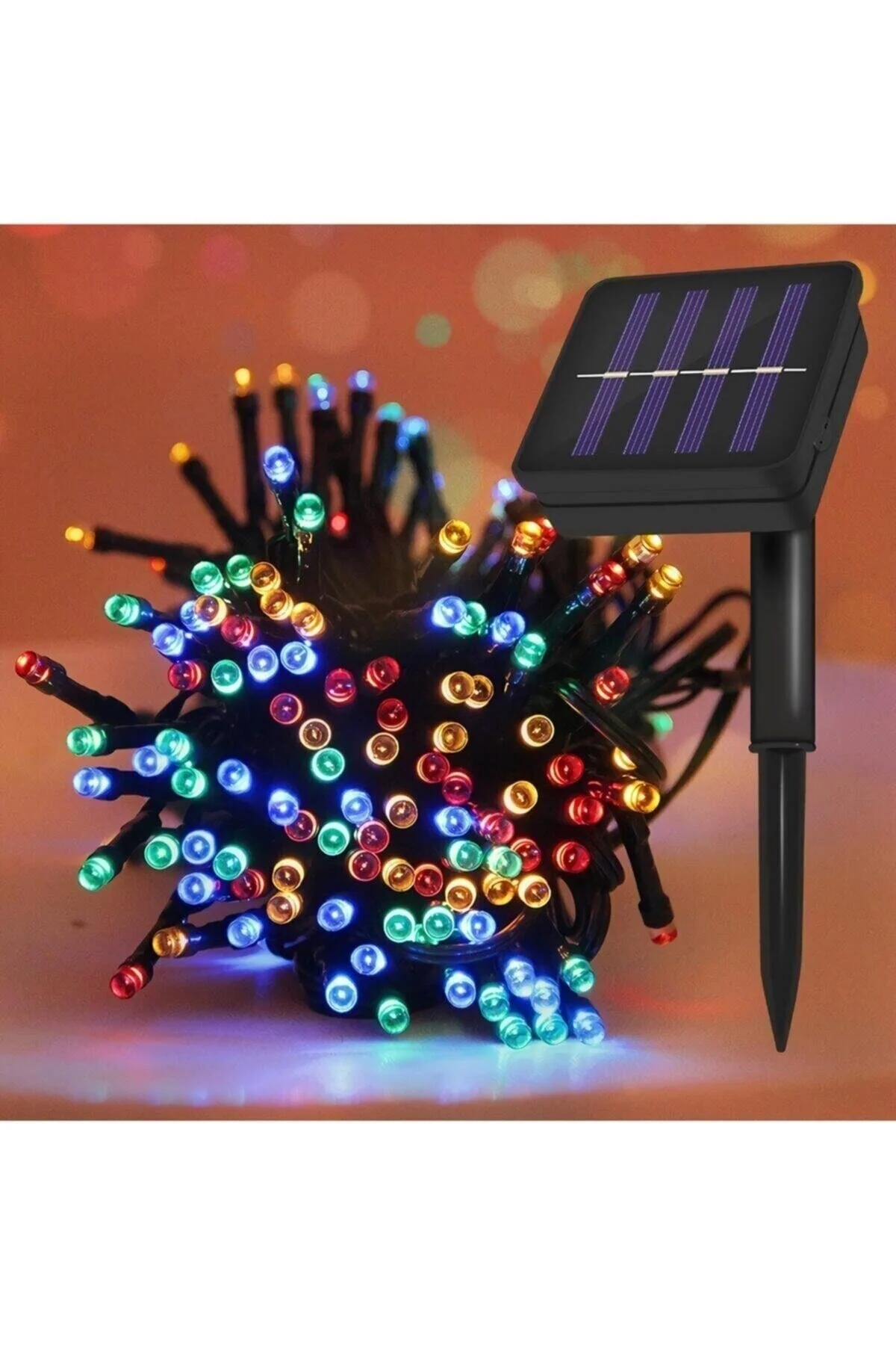 Solar 100 Ledli 12 Metre Bahçe Aydınlatma Dekorasyon Güneş Enerjili Led Işık Karışık Rgb