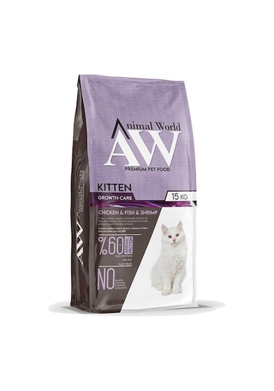 Animal World Tavuk Balık Karidesli Yavru kedi Maması 15 Kg