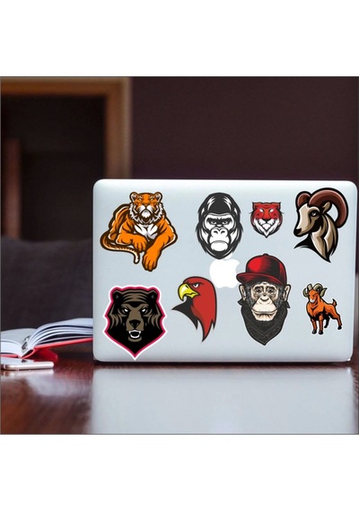 Agresif Hayvanlar Sticker Set-1 11 Parça Telefon, Tablet, Defter, Laptop Sticker