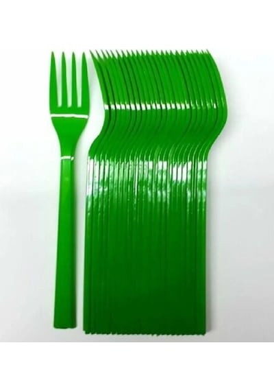 Yeşil Renk Çatal 25 Adet Sert Dayanaklı Plastik Lüks Kullan At Doğum Günü Parti Çatalı Tüm Yaşlar