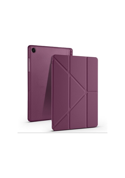 Maks Technology Galaxy Uyumlu Tab A9 Kılıf Mkst Tri Folding Kalem Bölmeli Standlı Kılıf - Koyu Mor Tablet Kılıfı