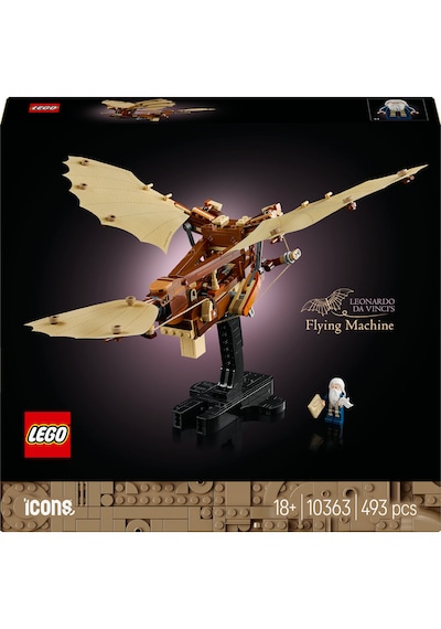 LEGO® Icons Leonardo da Vinci’nin Uçan Makinesi 10363 - Tarih Seven Yetişkinler için Dekoratif Model Yapım Seti (493 Parça)
