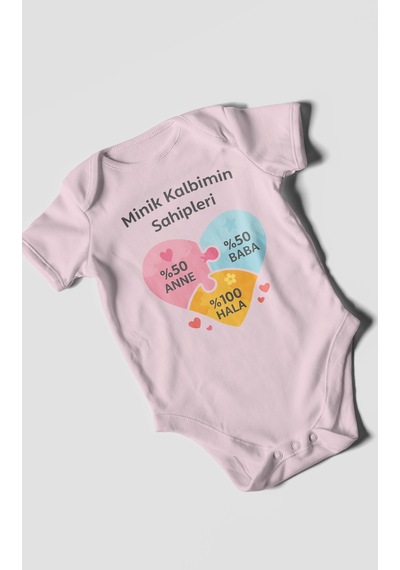 Morivokids Aileye Özel Kısa Kollu Bebek Body %100 Pamuk Bebe Pembe