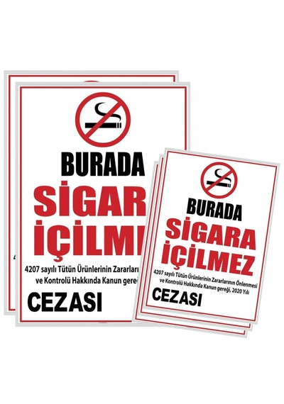Sigara İçilmez Uyarı Levhası Pvc Kaplı 5 Adet