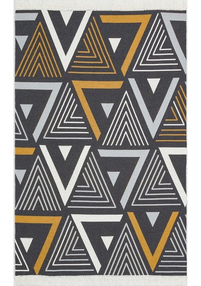 Arya Ar 18 Yellow Grey %100 Geri Dönüşümlü Pamuktan Çift Taraflı Yıkanabilir Modern Dekoratif Kilim