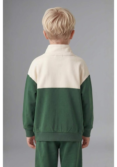 Defacto Dik Yaka Baskılı Sweatshirt Eşofman Altı 2li Takım Erkek Bebek I0147a526augn671 Yeşil-gn671