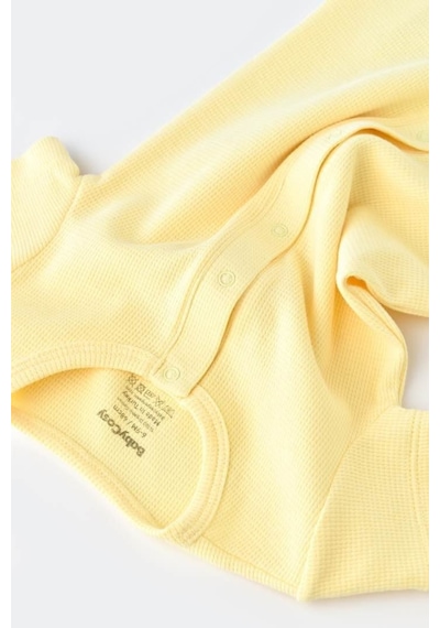 BabyCosy Bebek Şort Kollu Tulum, %100 Organik Pamuk, Bebek Ve Yenidoğan Serisi - Csyw1016 Yellow