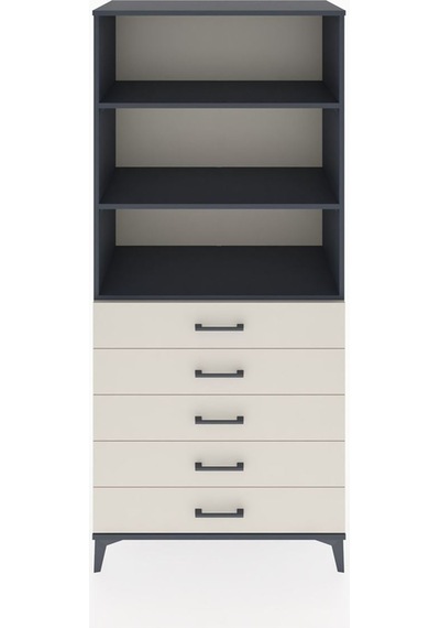 Hyperion Dolap 3 Raflı 5 Çekmeceli 88x44x195 Antrasit-aytaşı Antrasit