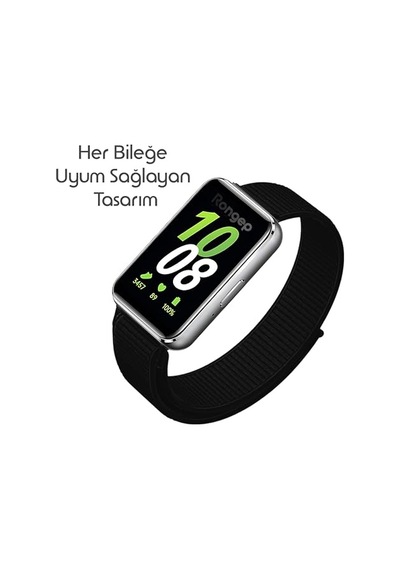 Samsung Galaxy Fit 3 İle Uyumlu Hasırlı Kumaş Kordon Terleme Yapmayan Cildi Tahriş Etmeyen Nefes Alabilir Yapılı