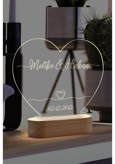 Çiftler İçin Çift Kalp Sembollü Led Gece Lambası Masif Ahşap Tabanlı Usb Kablolu Pleksi Led Gece Lambası Çiftler İçin Çift Kalp Sembollü Led Gece Lambası Masif Ahşap Tabanlı Usb Kablolu Pleksi Led Gece Lambası