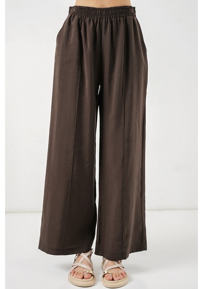 Bigdart Kadın Beli Lastikli Bol Paça Pantolon 30087 - A.kahve