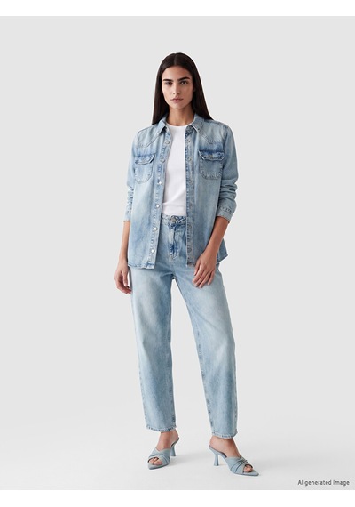 Lcw Vision İndigo Carrot Fit Kadın Pileli Jean Pantolon