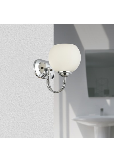 Lamore Home Dicle Opal Camlı Tekli Krom Aplik Krom