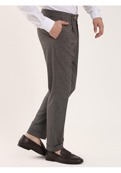 Dufy Kahve Melanj Erkek Slim Fit Pantolon - 97655 Kahverengi