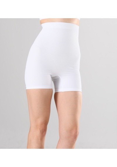 Nacar Store Kadın 1 Beden Küçülten Yüksek Bel Boxer Slikonlu Beyaz Renk Dikişsiz Korse