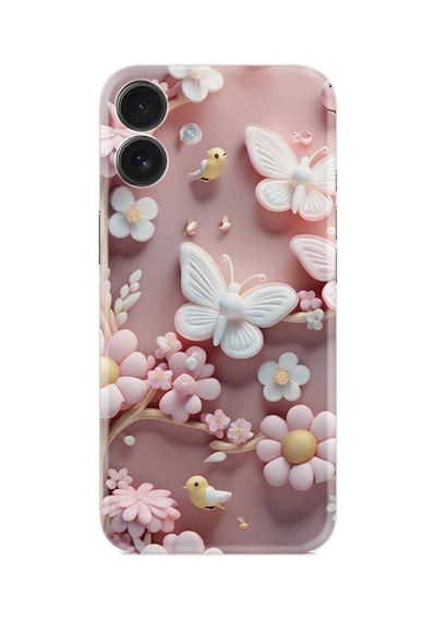 Apple iPhone Uyumlu Apple iPhone Uyumlu 16 Kılıf Boutique Baskılı Resimli Pembe Kelebekler Pcode -088