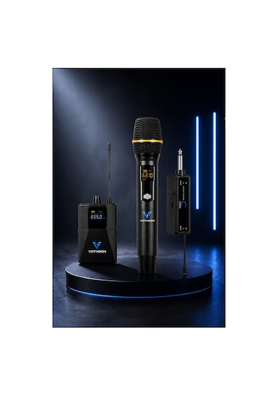 Wireless Mikrofon Sistemi Uhf Kablosuz El Mikrofonu Profesyonel Ses Performansı 50 Mt Menzil Belirtilmemiş
