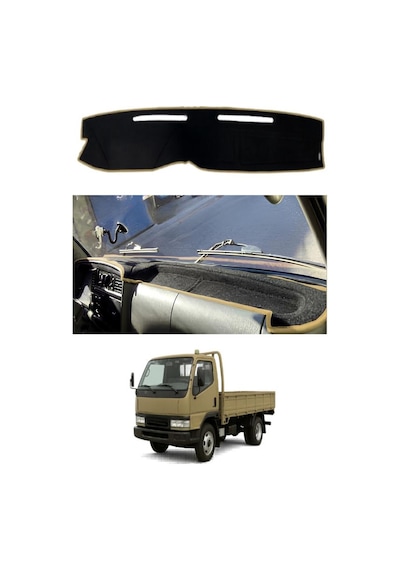 Mitsubishi - Canter Fe639 1995-2005 Uyumlu Torpido Koruma Kılıfı - Taba Şeritli