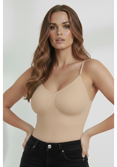 Mistirik Mamey Örme Kumaş Yapılı Toparlayıcı Çıtçıtlı Bluz Ten Renk7
