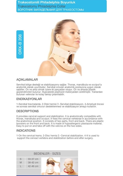 Ortopedik Trakeostomili Boyunluk Medikal Boyun Sabitleyici Destek Orx -b208