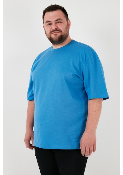 Buratti Pamuklu Regular Fit Büyük Beden Erkek T Shirt 5902365B Mavi