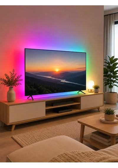Rgb Şerit Led 5 Metre 5050 Smd Kumandalı Çok Renkli Ev Oda Tv Arkası Dekoratif Aydınlatma Standart