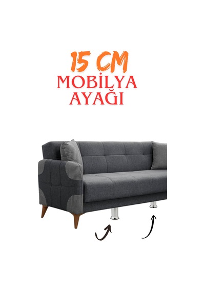 Klc 16 Adet M8 İnce Diş Krom Metal Mobilya Ayağı - Kanepe, Baza, Koltuk Yükseltme Ayağı 15 Cm Krom Krom