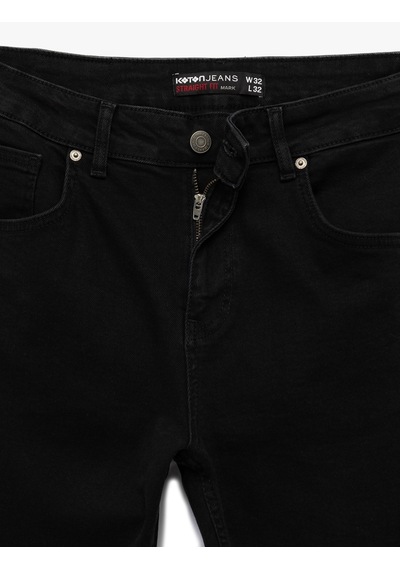 Koton Normal Bel Pamuklu Straight Fit Jean Pantolon - Mark Jean Siyah 6wam40022nd Siyah