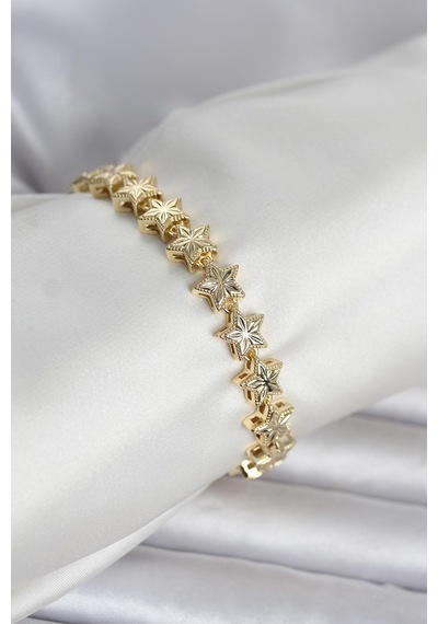 Pirinç Gold Renk Yıldız Model Kadın Bileklik Çok Renkli 77173281
