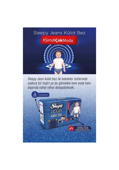 Sleepy Külot Bebek Bezi Jeans Jumbo Beden:3 4-9kg Midi 34 Adet 3 Numara