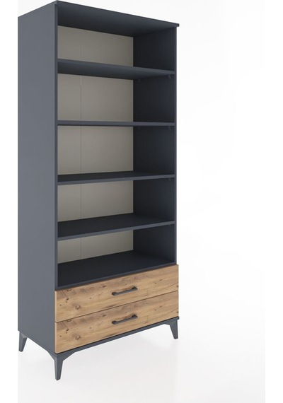 Hyperion Dolap 5 Raflı 2 Çekmeceli 88x44x195 Antrasit-çam Antrasit