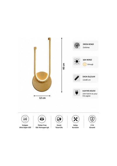 Liva Modern Led Duvar Apliği Günışığı Eskitme