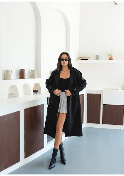 Zeynep Öykü Style Kadın Oversize Kaşe Kaban