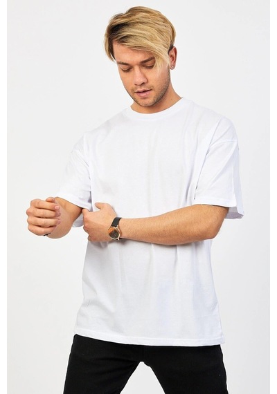 Startmore Beyaz Oversize Düz T-shirt Beyaz