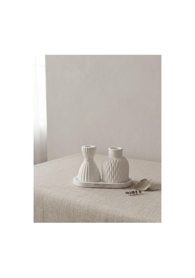 Modern Dekorasyon Vazo Şamdanlık Sunumluk Beyaz - 916723854 Beyaz