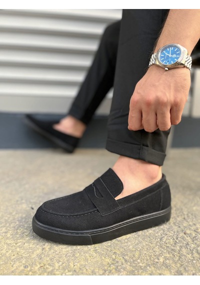 Dmr Elegance Jy180 Estilo X Bağcıksız Süet Erkek Günlük Spor Klasik Ayakkabı Sst - Siyah