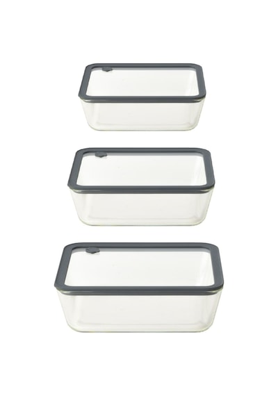 Silikon Vakumlu Cam Kapaklı Cam Saklama Kabı 3 Boy 700-1400-2600 Ml.