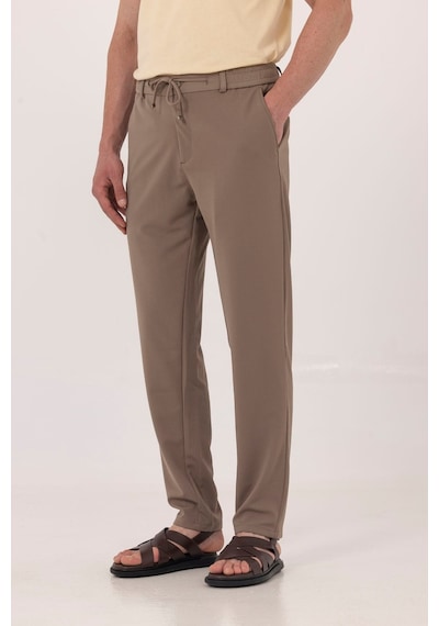 Sabri Özel Vizon Dokulu Arka Lastikli Köprü Kemerli Bağcıklı Slim Fit Jogger Pantolon
