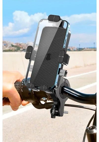 Scooter, Motosiklet Ve Bisiklet Telefon Tutucu Otomatik Kilitlemeli Gidon Bağlantılı Uyumlu Siyah