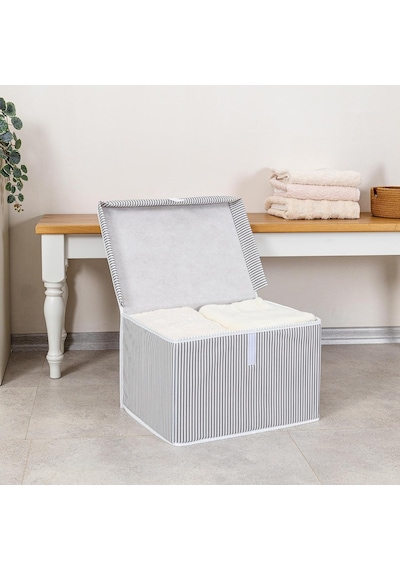 Çok Amaçlı Düzenleyici Kapaklı Sandık Tipi Kutu Hurç Organizer 40 X 30 X 26, Gri