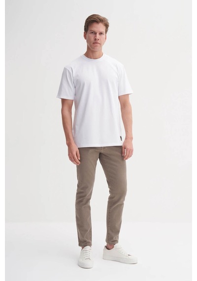 Cazador Bisiklet Yaka Beyaz Erkek T-shirt 4142 Beyaz