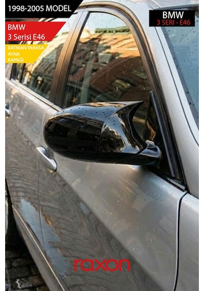 Bmw 3 Serisi E46 1998-2005 Batman & Yarasa Ayna Kapağı Parlak Piano Black Sport Makjajsız Uyumlu