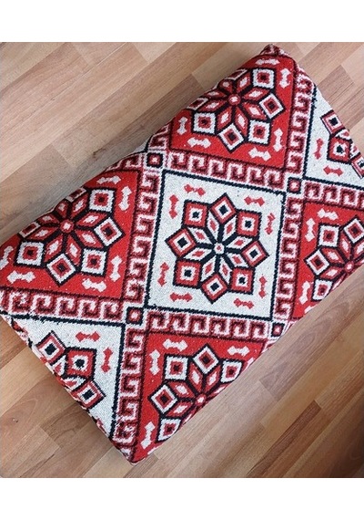 Makine Dokuması Çiçekli Desenli 3 Mekik Kırmızı Kalın Kilim