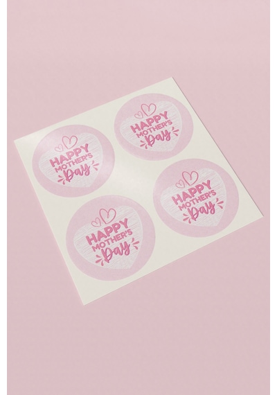 Happy Mother's Day Kalp Etiket 3x3cm St2394 Çok Renkli