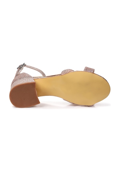 Kiko Kids Tanda Kum Simli Kız Çocuk 4 Cm Topuklu Sandalet Abiye Ayakkabı Bakır