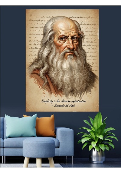 Leonardo Da Vinci Ve "sadelik En Üst Düzey Karmaşıklıktır"sözü Dekoratif Kanvas - Mdf Ahşap Tablo