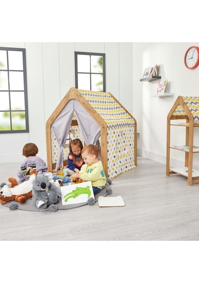 Minera Montessori Ahşap Oyun Evi, Oyun Çadırı / Naturel Sarı
